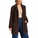 Matty M Women's Plush Coatigan in Dark Brown Matty M Women's Plush Coatigan in Dark Brown