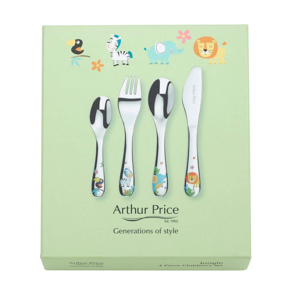 Arthur Price Jungle Children's Stainless Steel 4 Piece Cutlery Set