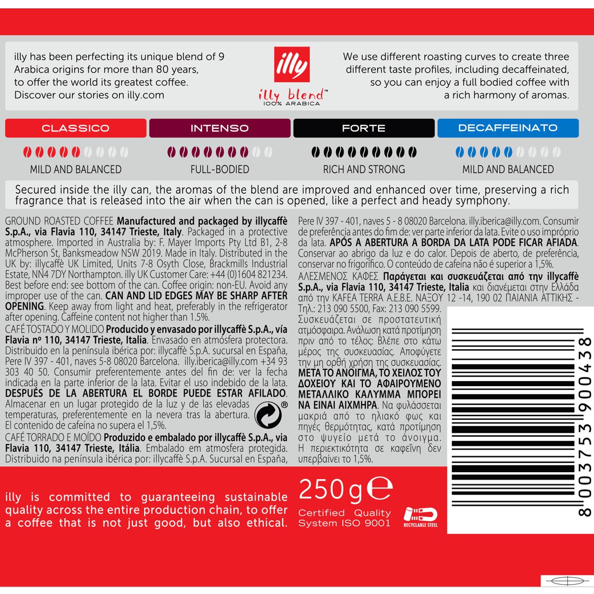 illy Classico Roast Ground Coffee, 2 x 250g