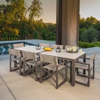 SunVilla Anchor 9 Piece Sling Dining Set + Cover