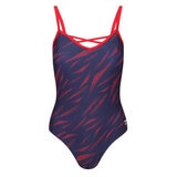 Reebok 1 Piece Swimsuit in Red & Navy