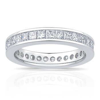 2.00ctw Princess Cut Channel Set Diamond Eternity Ring, Platinum in 6 Sizes