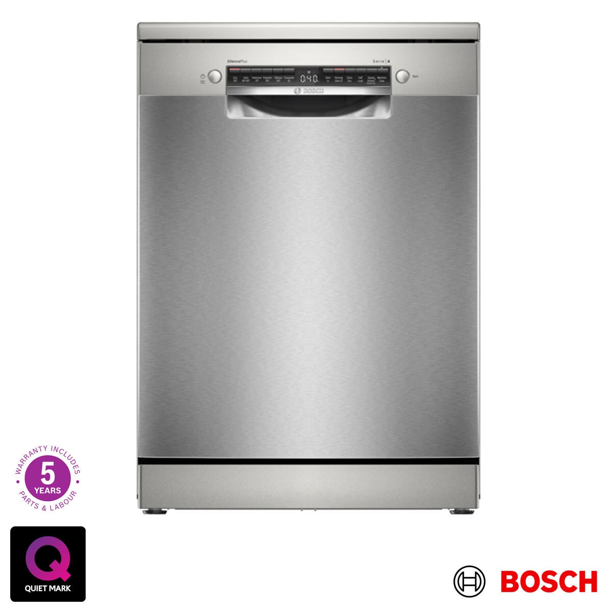 Bosch Series 4 SMS4EMI06G 14 Place Setting Dishwasher, B Rated in Inox