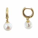 8-8.5mm Cultured Freshwater White Pearl Earrings, 14ct Yellow Gold
