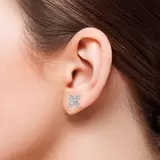 0.90ctw Flower Stud Diamond Earrings, 14k White Gold