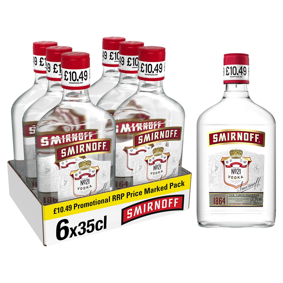 Smirnoff Red Label PMP £10.49, 6 x 35cl