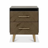Bentley Designs Sienna Fumed Oak & Peppercorn Two Drawer Nightstand, 2 Pack