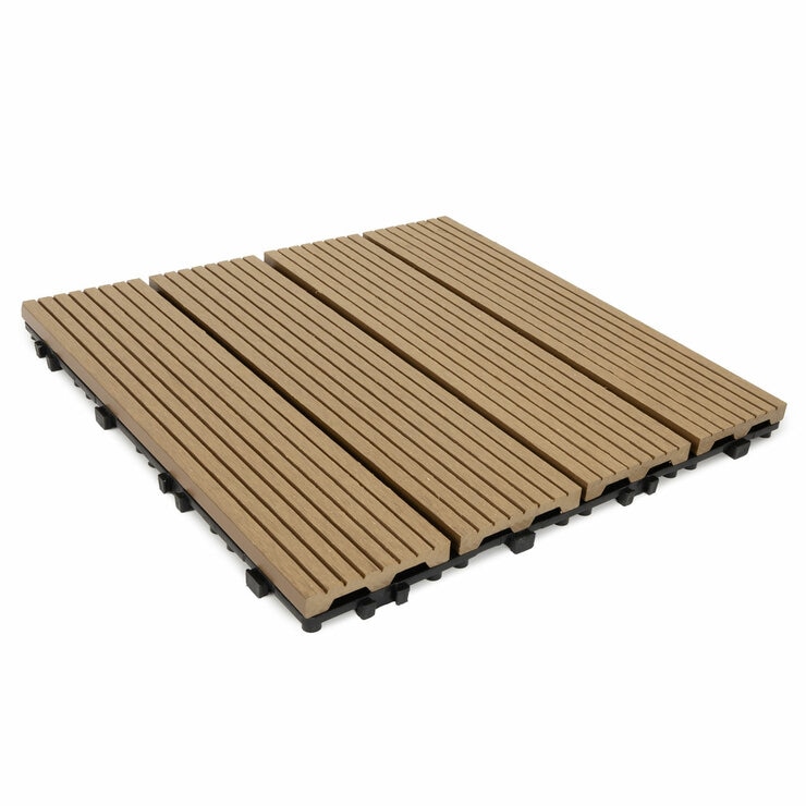 Golden Select Light Brown WPC Deck Tiles - 0.72m² Per Pack Golden Select Light Brown WPC Deck Tiles - 0.72m² Per Pack