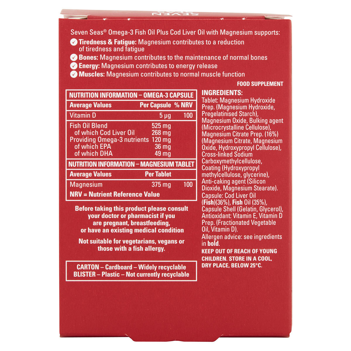 Seven Seas Cod Liver Oil and Magnesium, 2 x 60 Count Costco UK