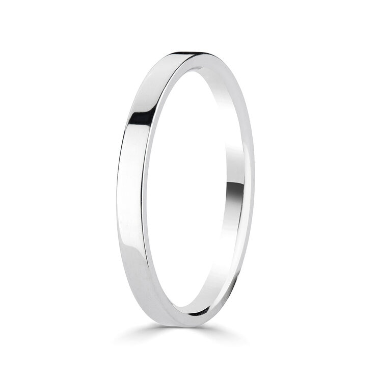 2.0mm Basic Light Court Wedding band. Platinum