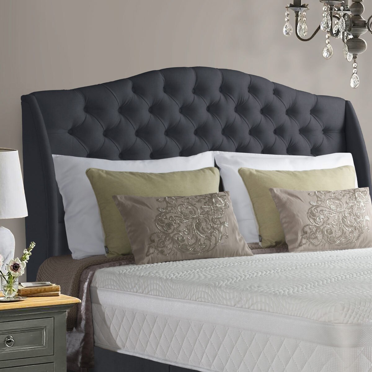 Sealy Richmond Charcoal Fabric Full Height Headboard, Double Costco UK