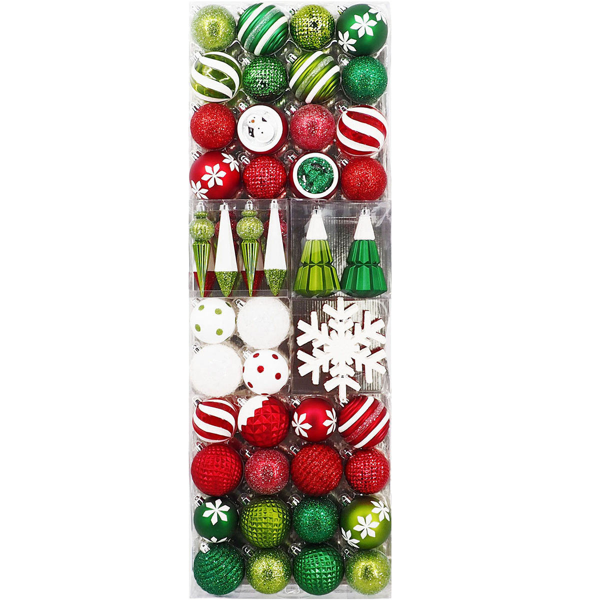 Shatter Resistant 52 Piece Ornament Set in Red and Green