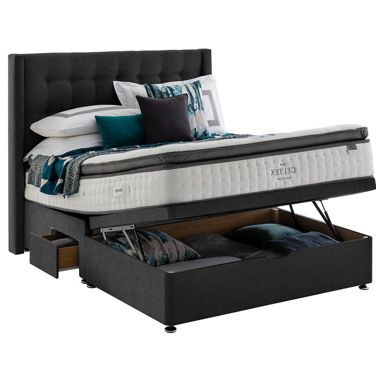 Silentnight Ottoman Divan Base with Bloomsbury Headboard in Ebony, King