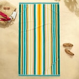 Oversized 100% Cotton Teal Striped Beach Towel