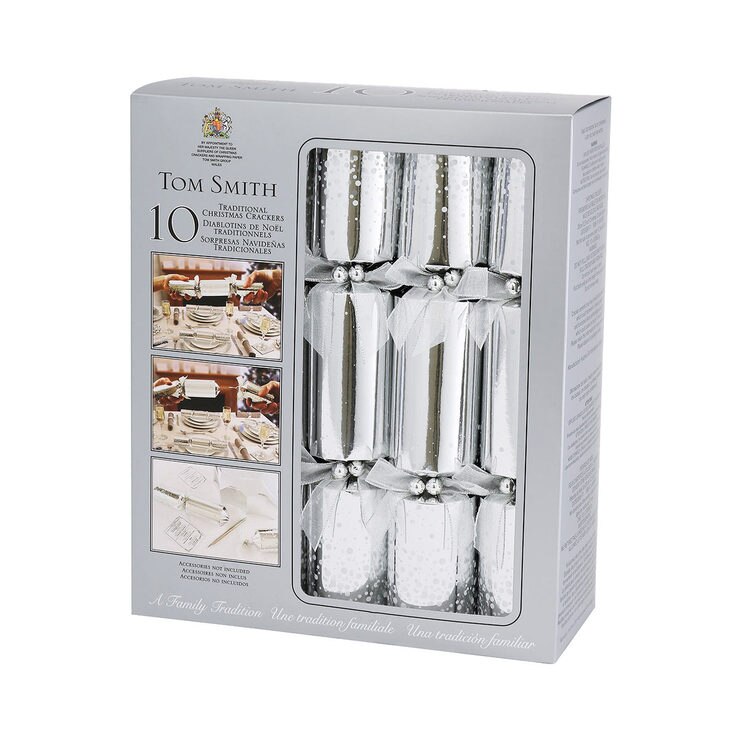 Tom Smith 12.5" (32cm) Traditional Christmas Cracker 10 Pack in Silver Costco UK