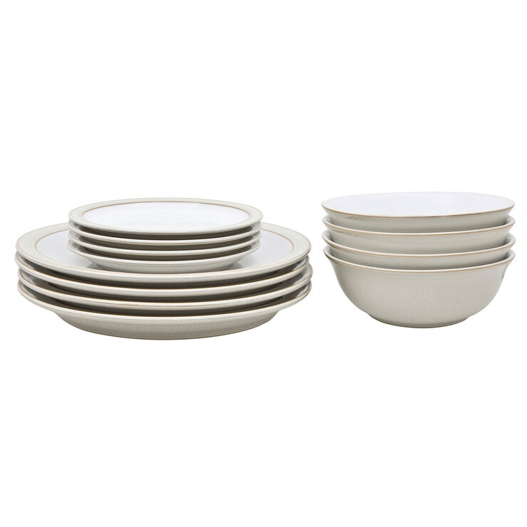 Denby Stoneware 12 Piece Dinnerware Set, Linen Costco UK