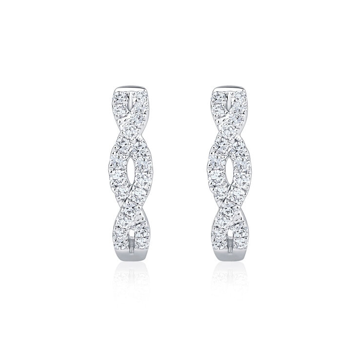0.30ctw Round Brilliant Cut Diamond Twist Hoop Earrings