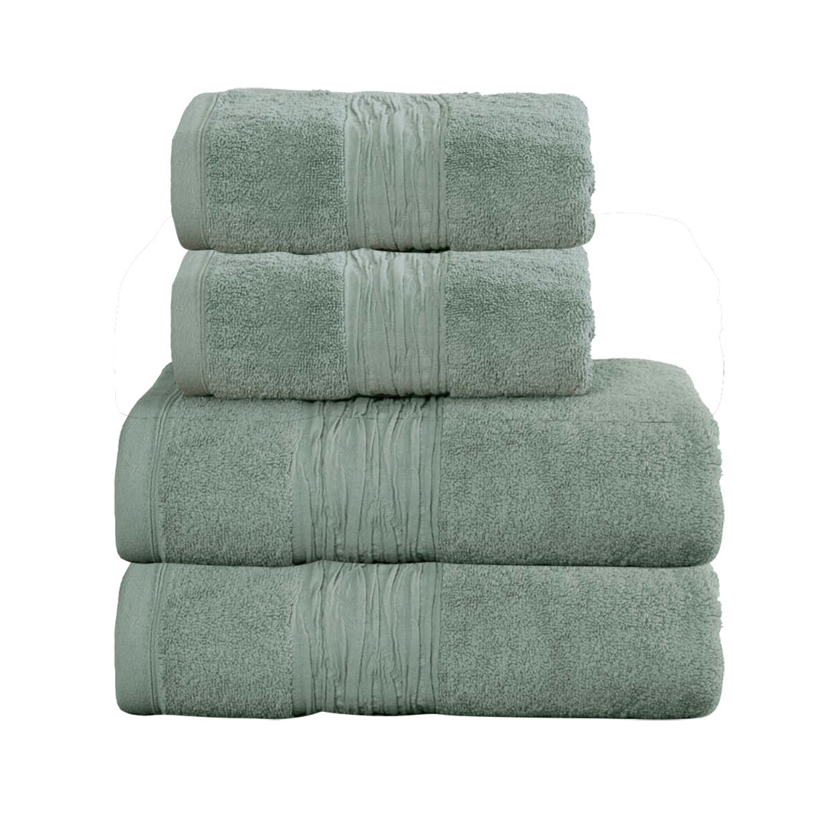 Lazy Linen 4 Piece Hand & Bath Sheet Towel Bundle in Sage