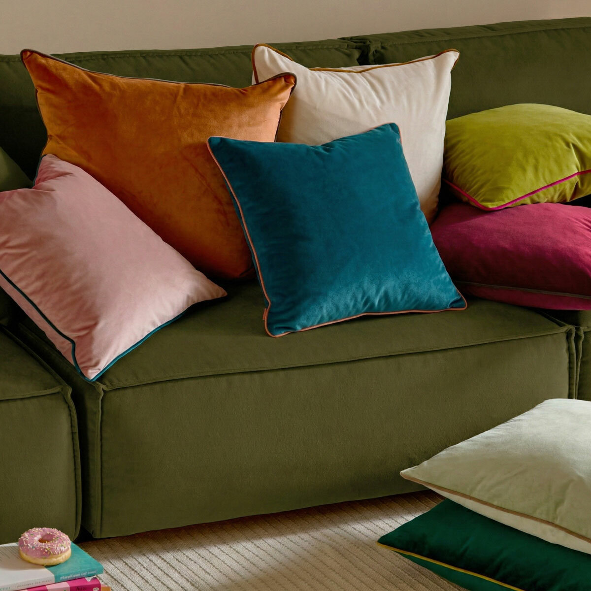 Furn Meridian Velvet Feather Fill Cushion in 8 Colours, 45 x 45 cm