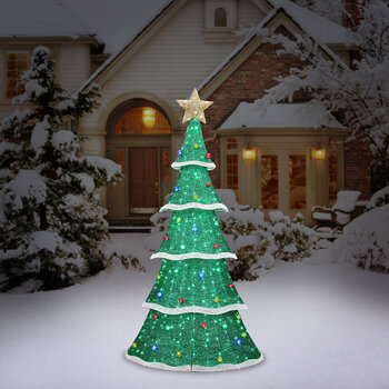 8ft (2.4m) Indoor / Outdoor Glitter String Christmas Tree with 500 LED Lights  