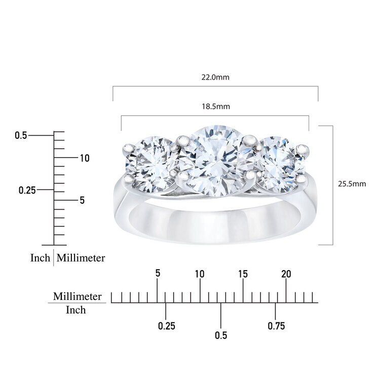 3ctw 3 Stone Ring, Platinum 3ctw 3 Stone Ring, Platinum
