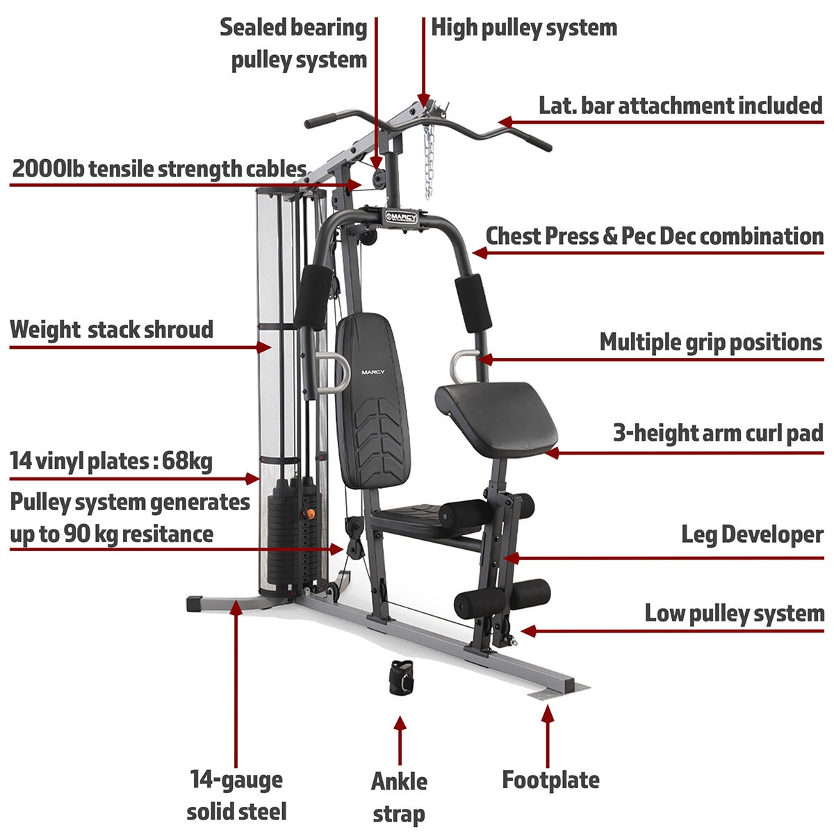 Marcy MWM986 68kg (150lb) Stack Home Gym System