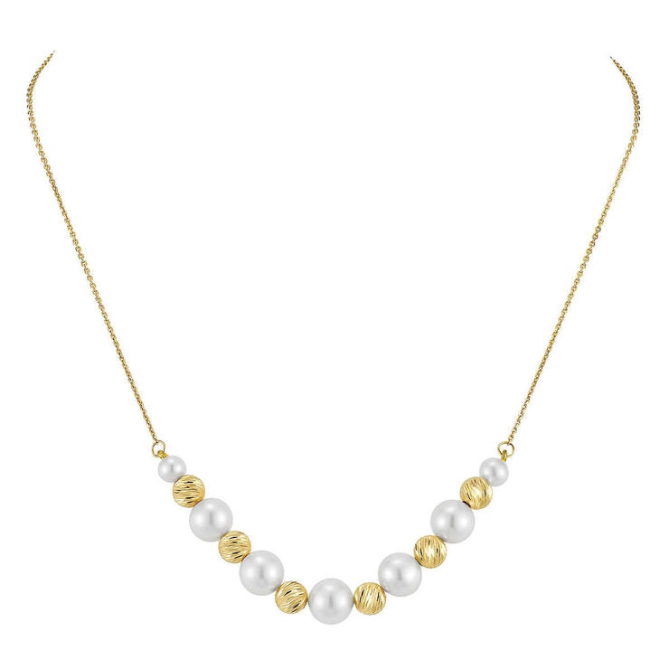 88.5mm Cultured Freshwater White Pearl Necklace, 18ct Yellow Gold