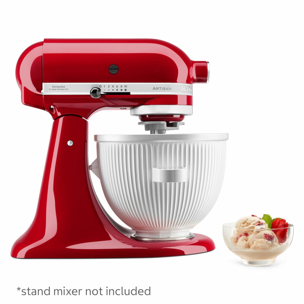 Image of KitchenAid Ice Cream Maker attached to stand mixer