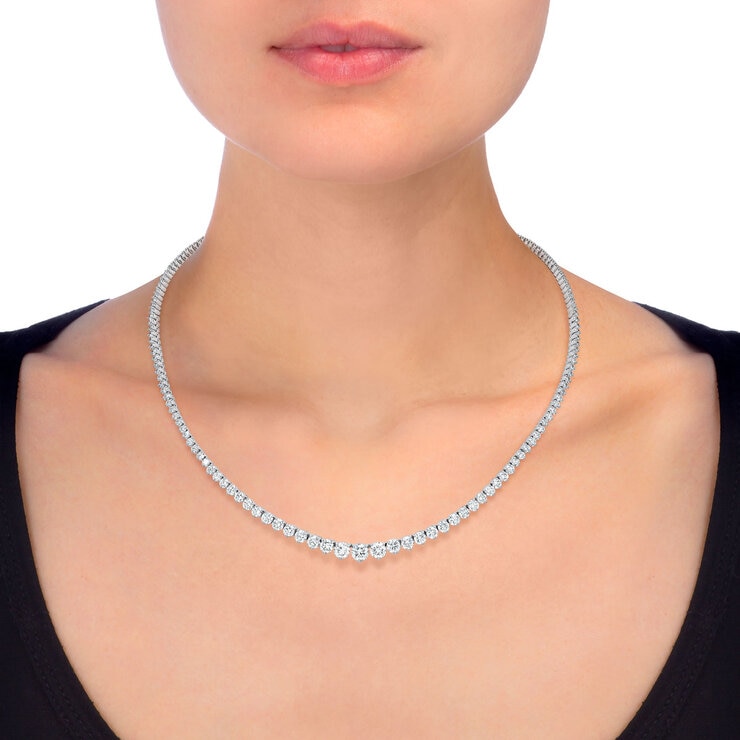 10ctw Diamond Tennis Necklace, 14ct White Gold 10ctw Diamond Tennis Necklace, 14ct White Gold