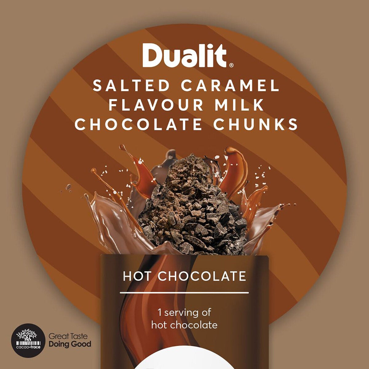 Image of 1 serving of salted caramel flavoured hot chocolate Image of 1 serving of salted caramel flavoured hot chocolate