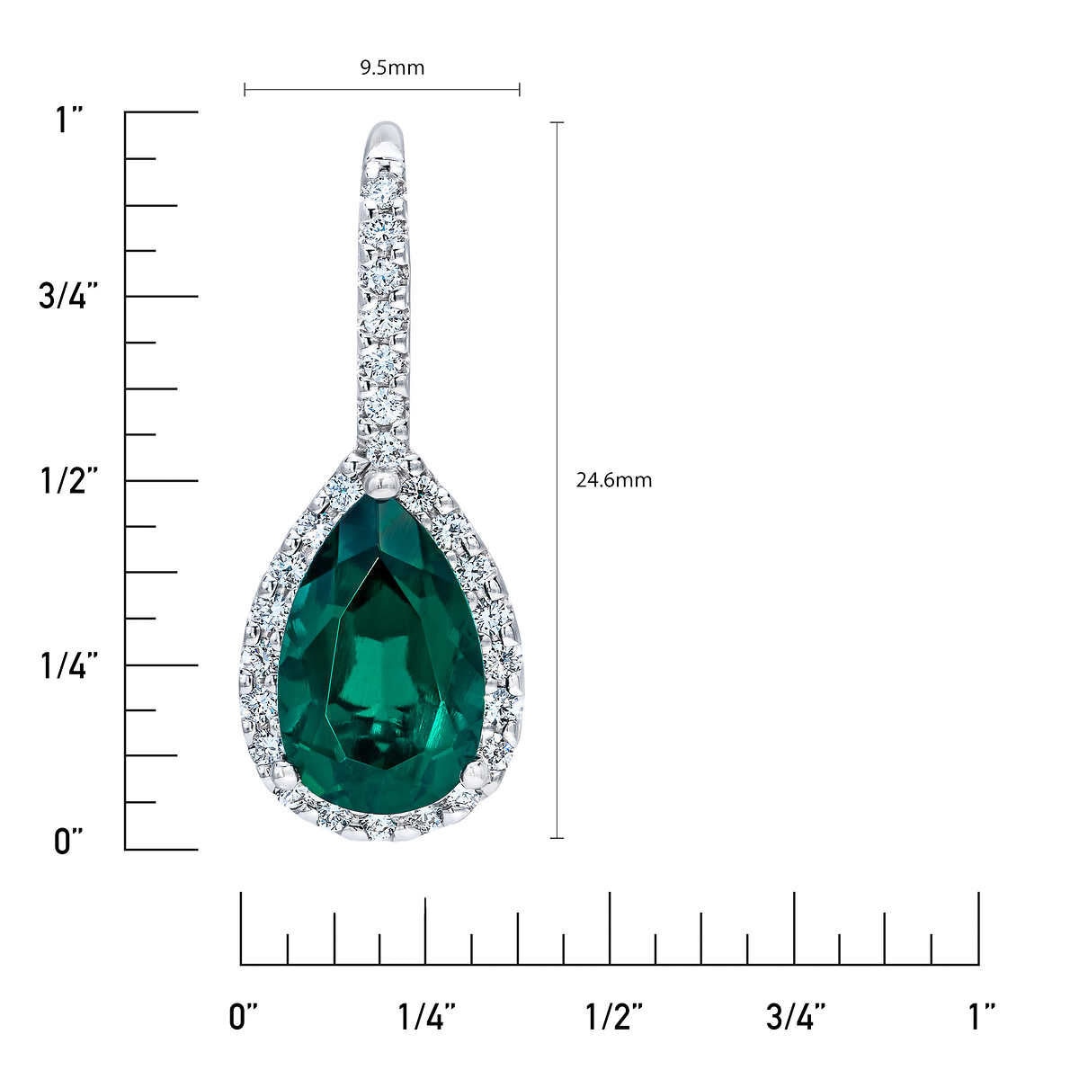 Pear Shaped Emerald and 0.50ctw Diamond Earrings