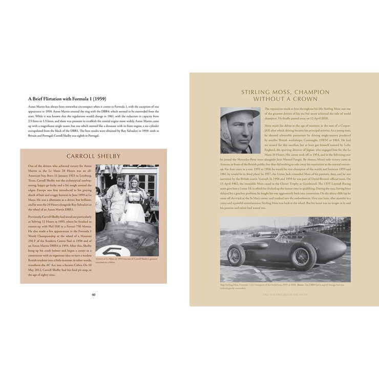 Page spread describing Carroll Shelby and Stirling Moss Page spread describing Carroll Shelby and Stirling Moss