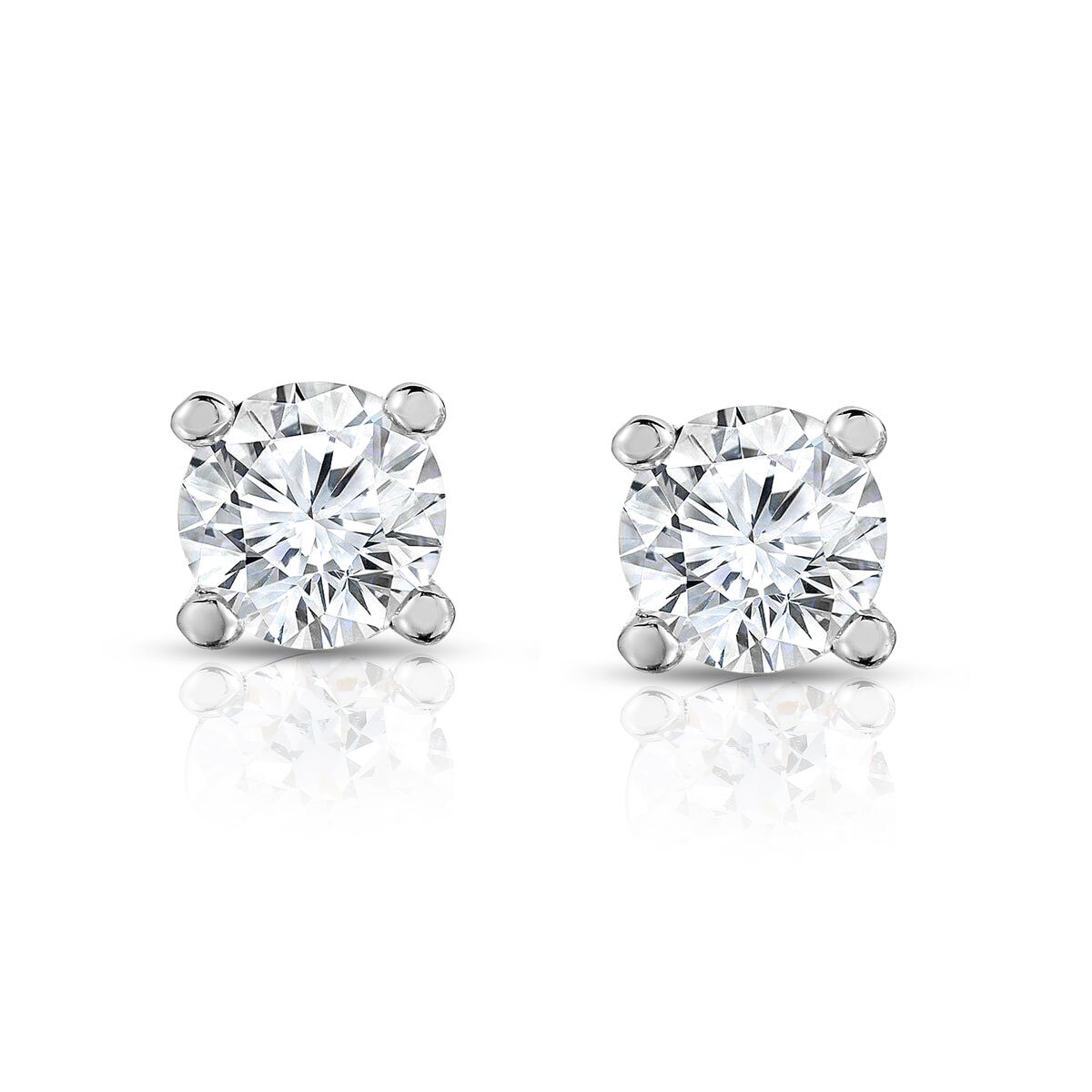 0.70ctw Round Brilliant Cut Diamond Solitaire Stud Earrings, 18ct White Gold