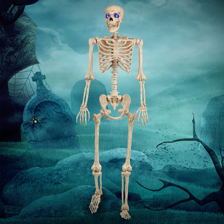 Halloween 5ft (153cm) LED PoseNStay Skeleton With Light Up Eyes