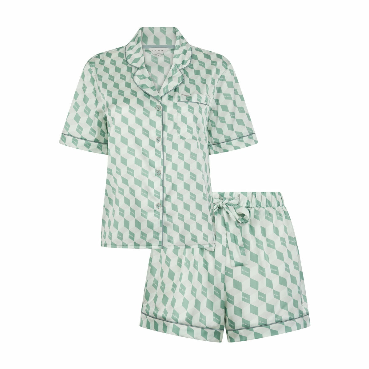 Ted Baker Ladies Satin 2 Piece PJ Set in Green