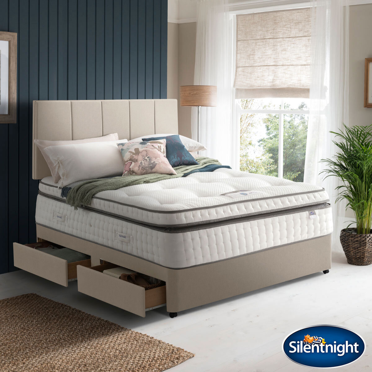 Silentnight Geltex Ultraflex 3000 Mirapocket Medium/Firm Mattress & Divan in Sandstone, King