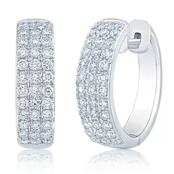 0.70ctw Round Brilliant Cut Diamond Hoop Earrings, 14ct White Gold