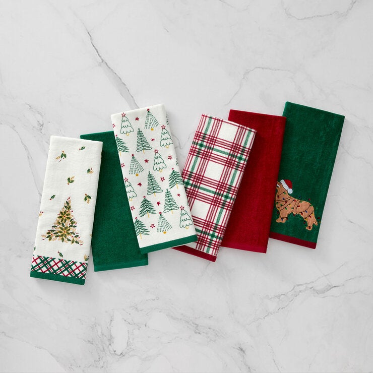Lenox Holiday Kitchen Towels 6 Pack, In 3 Designs Lenox Holiday Kitchen Towels 6 Pack, In 3 Designs