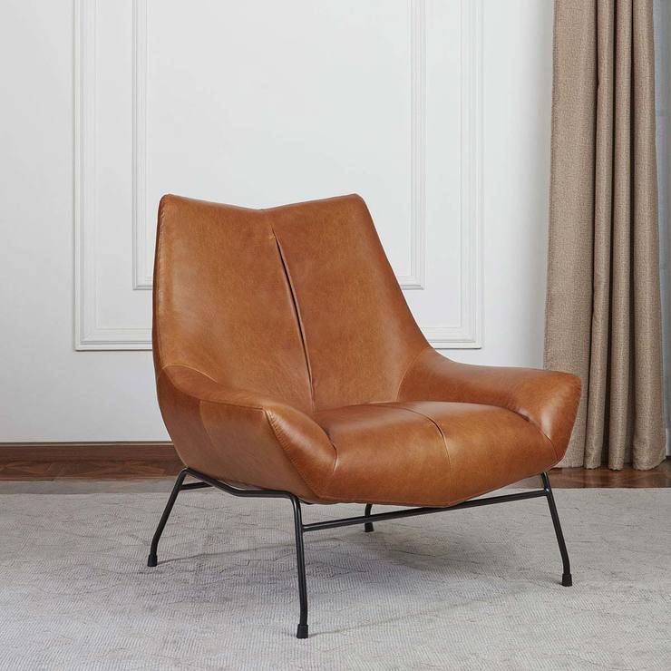 Kuka Tan Leather Accent Chair | Costco UK