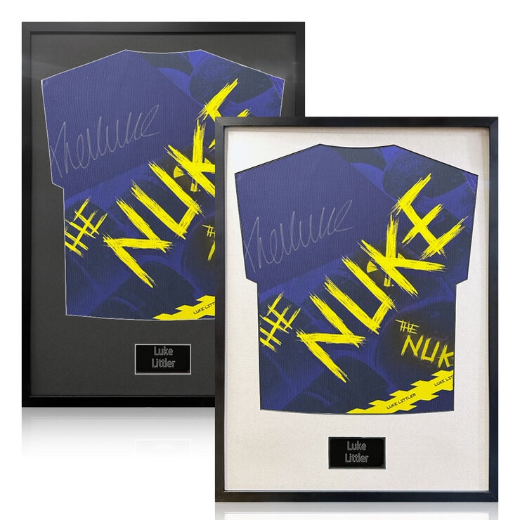 Luke Littler Signed Framed Darts Shirt in 2 Options: White or Black Mount Luke Littler Signed Framed Darts Shirt in 2 Options: White or Black Mount