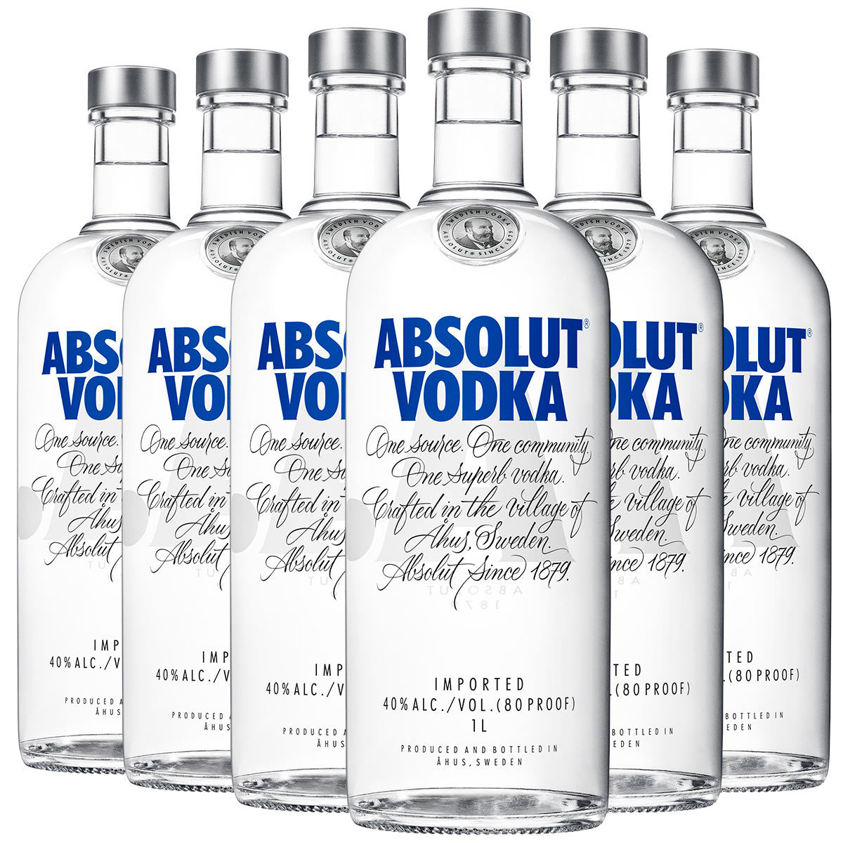 Absolut Original Swedish Vodka, 6 x 1L