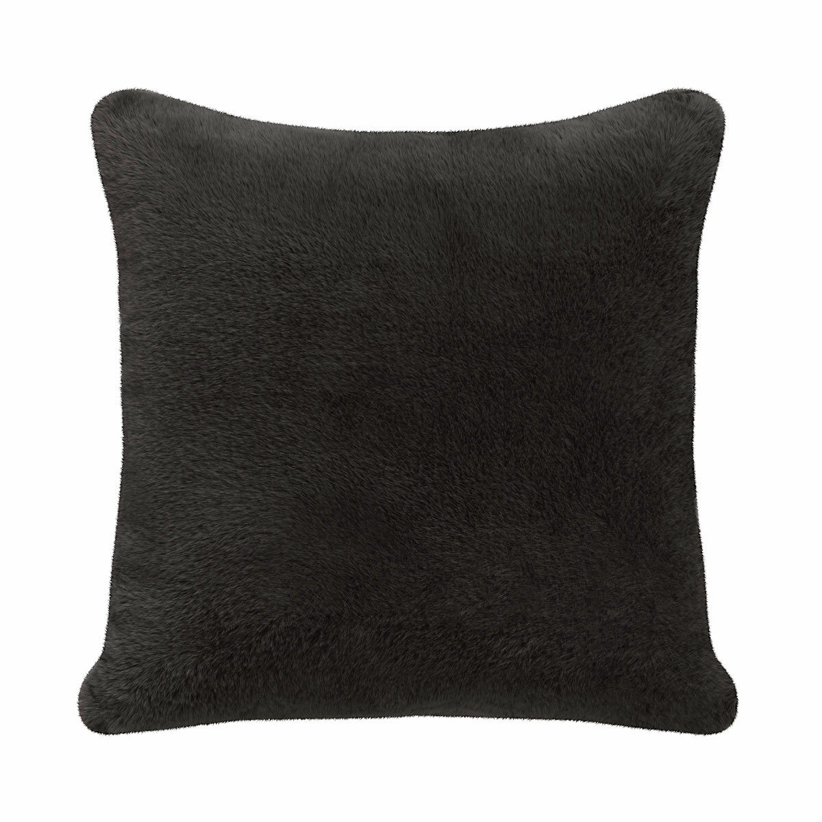 Super soft faux fur pillow in brown upclose