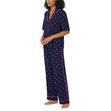 Room Service Notch Collar 2 Piece PJ Set in Navy