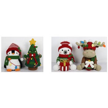16 inch Christmas Knit Characters Assortment- Set Of 2 16 inch Christmas Knit Characters Assortment- Set Of 2