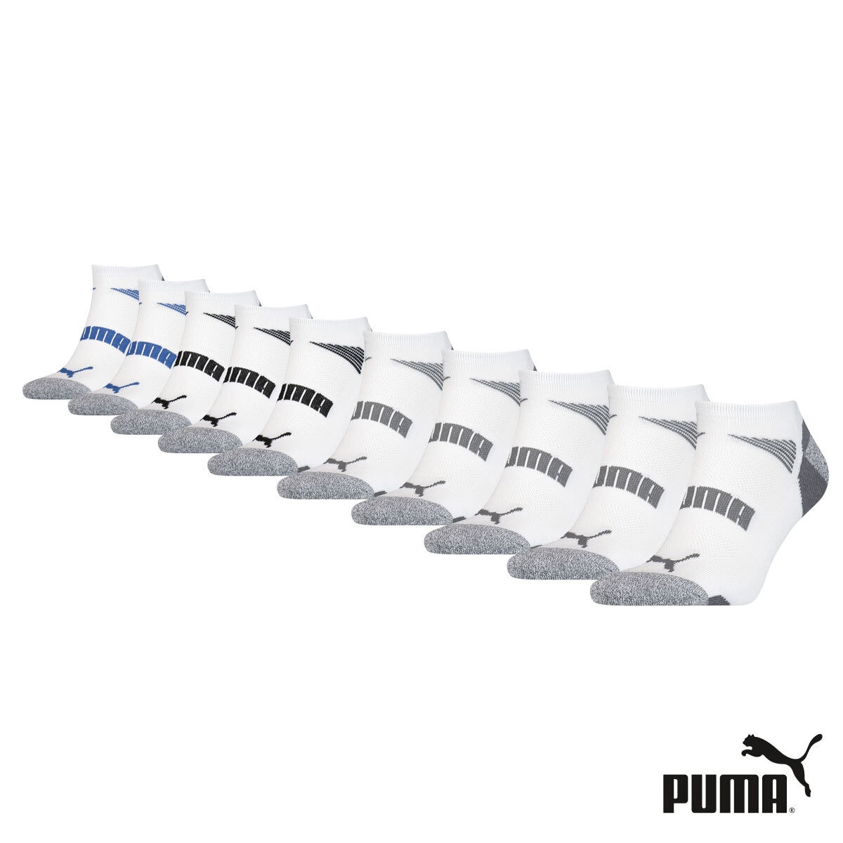 Puma Men's Trainer Sock 10 Pack in White - Size 6-8