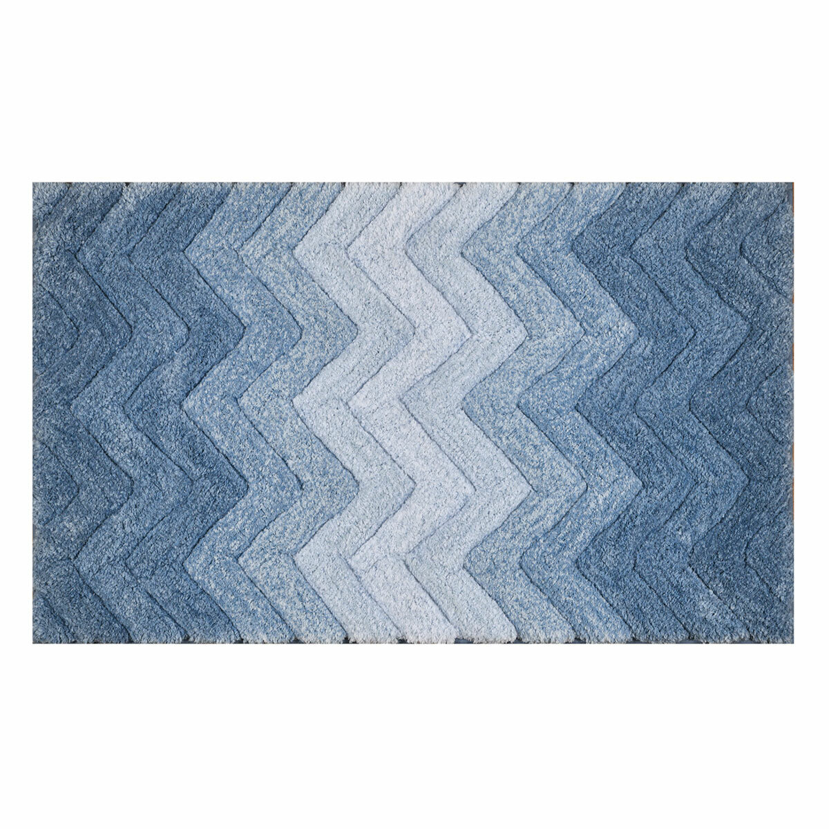 Riviera Home Chevron Blue Ombre Bath Mat, 55 x 91 cm