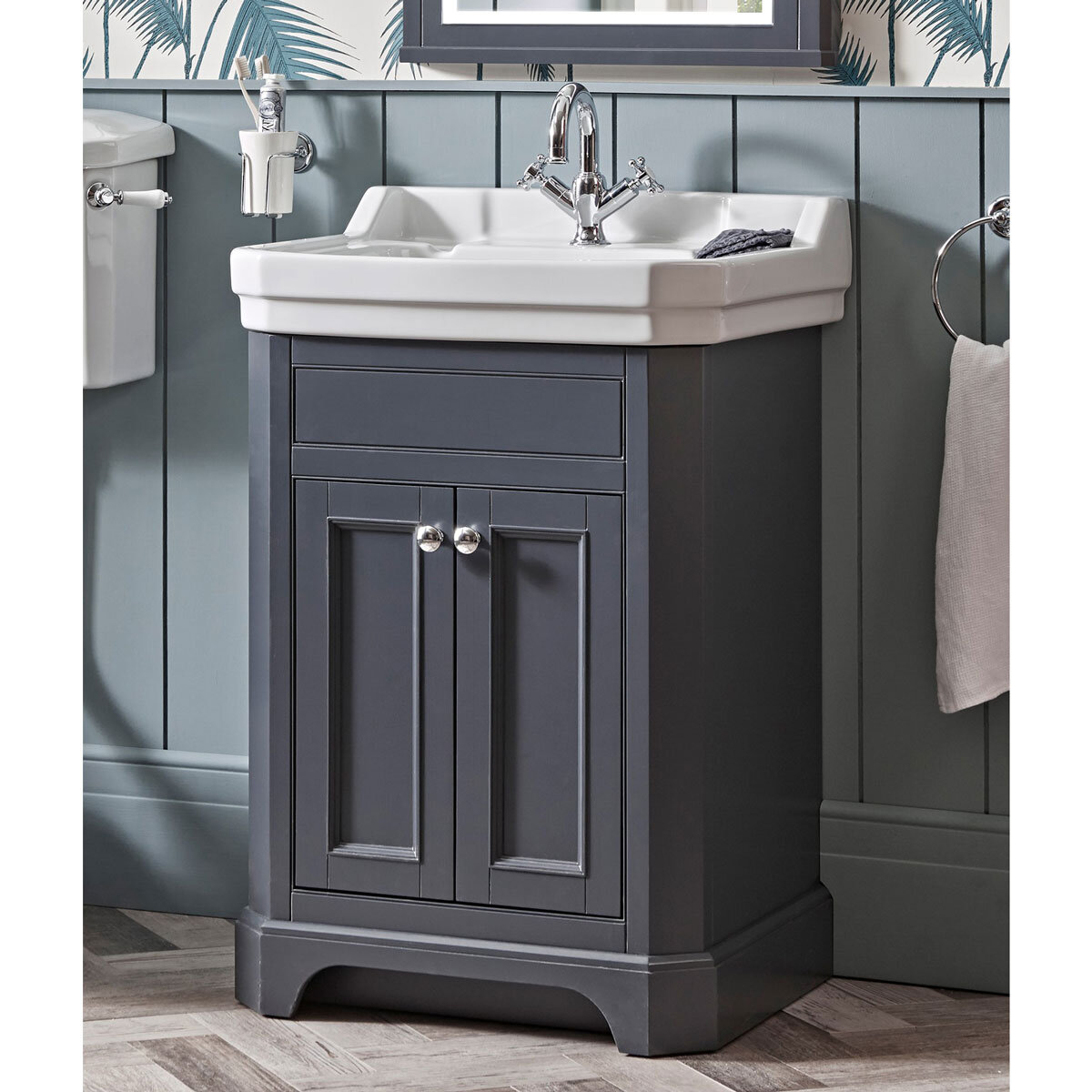 Tavistock Abbot 61.0 cm Floor Mounted Vanity Unit in Dark Grey