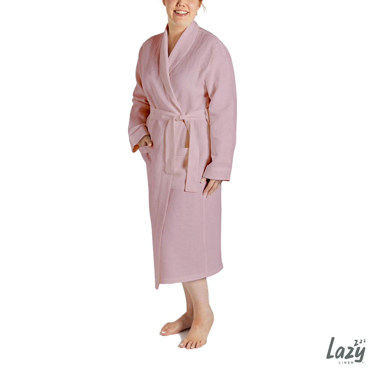 Lazy Linen Ladies Robe in Pink