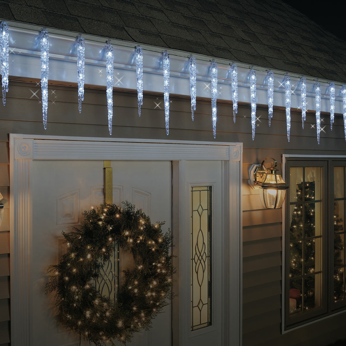 Cascading icicle lights lifestyle image