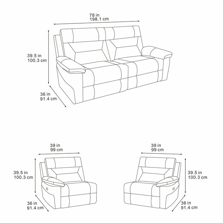 Lucca Grey Fabric Power Reclining Large 2 Seater Sofa